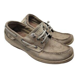 Sperry Top Sider Boat Shoes Womens 9M Bluefish Slip On Beige Leather STS97408